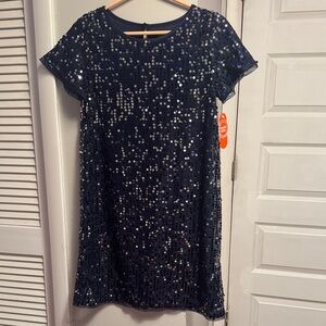Navy Blue Sequin Kids Dress Size 14/16